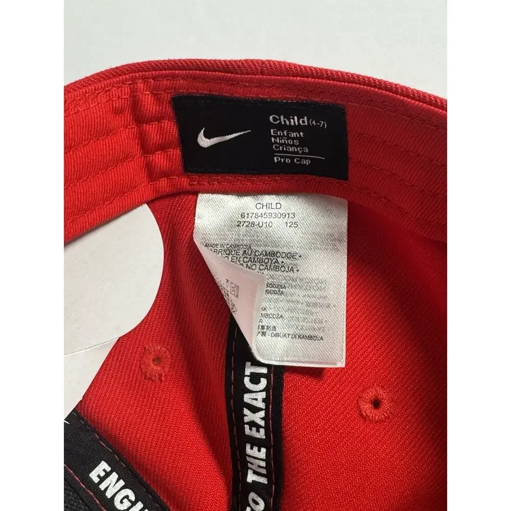Nike Pro Cap Youth Snapback Hat Child 4-7 University Red Black Swoosh NWT